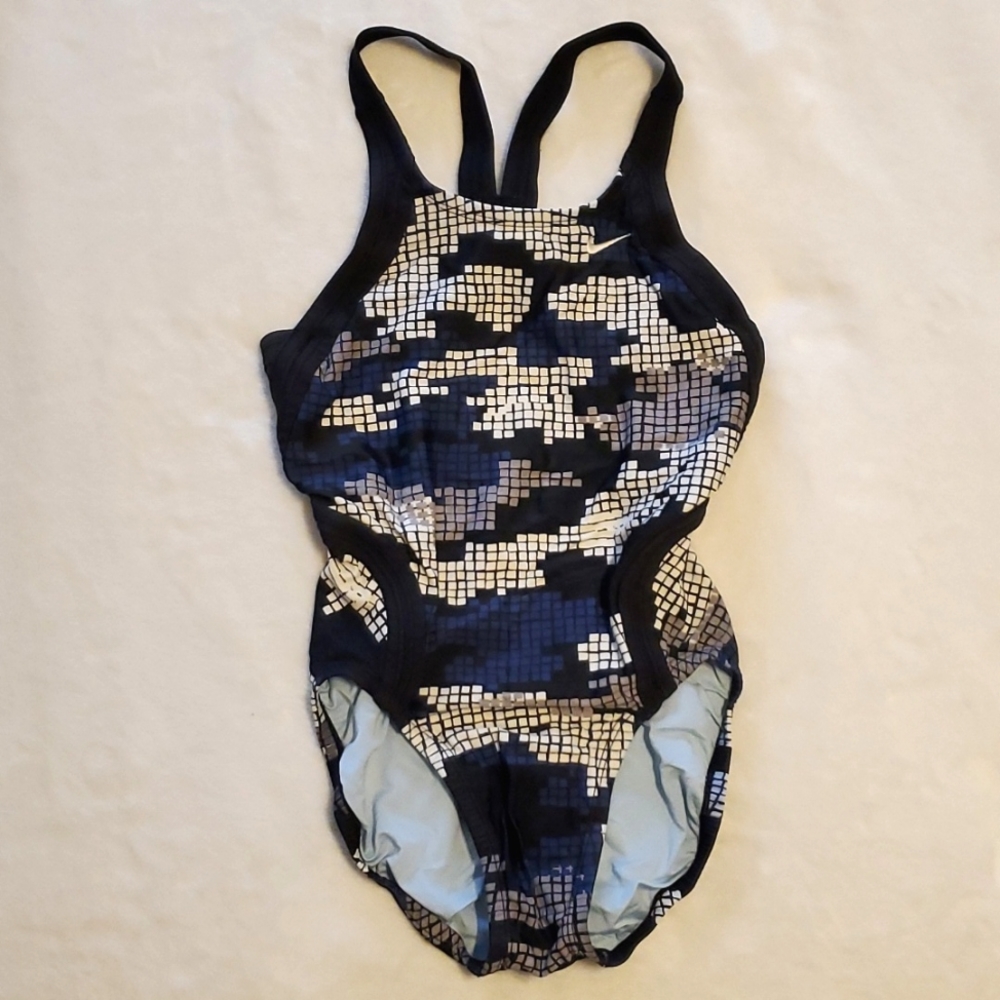NIKE SWIM Techno Camo Fast Back Racerback One Piece Swimsuit